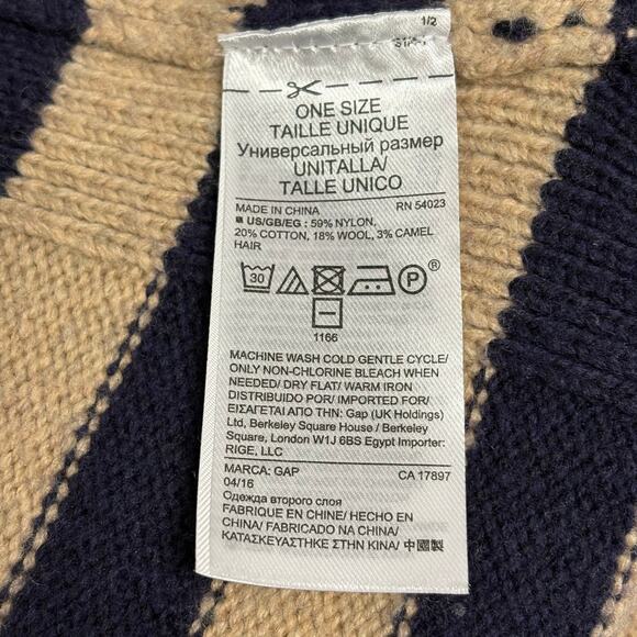 Gap blue Tan Stripe Wool Blend Poncho size XL - Picture 8 of 12